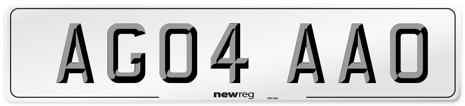 AG04 AAO Number Plate from New Reg